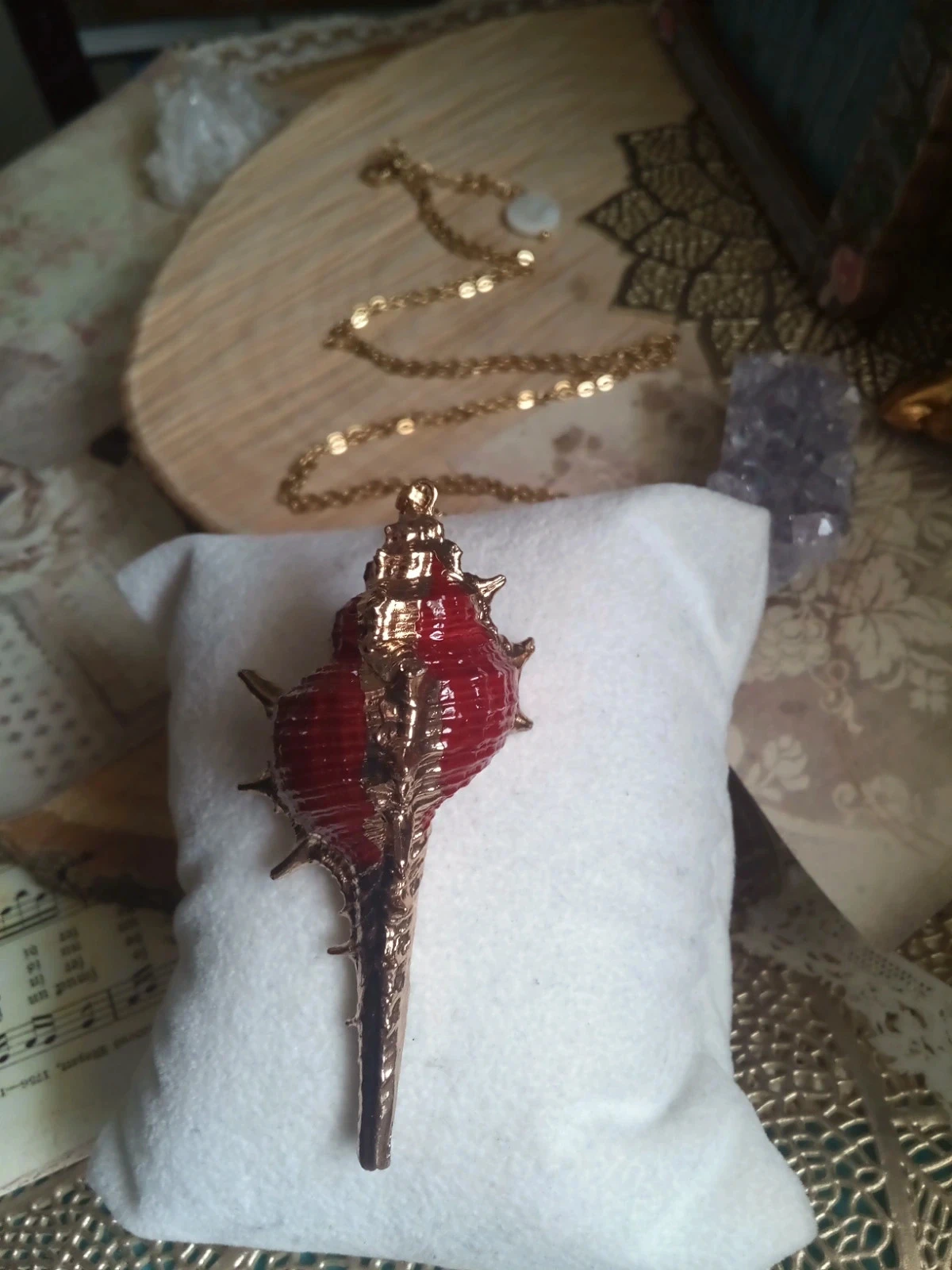 Collier sautoir bohème coq'uillage naturel